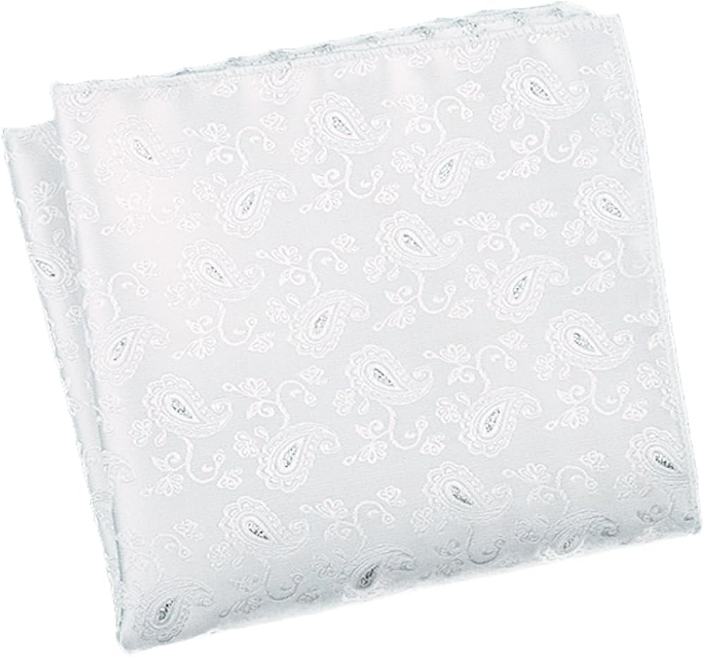Flairs New York Gentleman's Essentials Weekend Casual White Pocket Square Pocket Square Only White / Silver Paisley