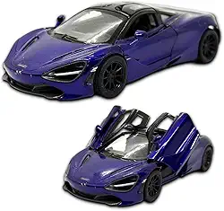 Miniatura de carro McLaren 720S em metal, 12 CM, 1/36, abertura de portas laterais, rodinhas de borracha com fricção, Carrinho de ferro Kinsmart (Roxo)