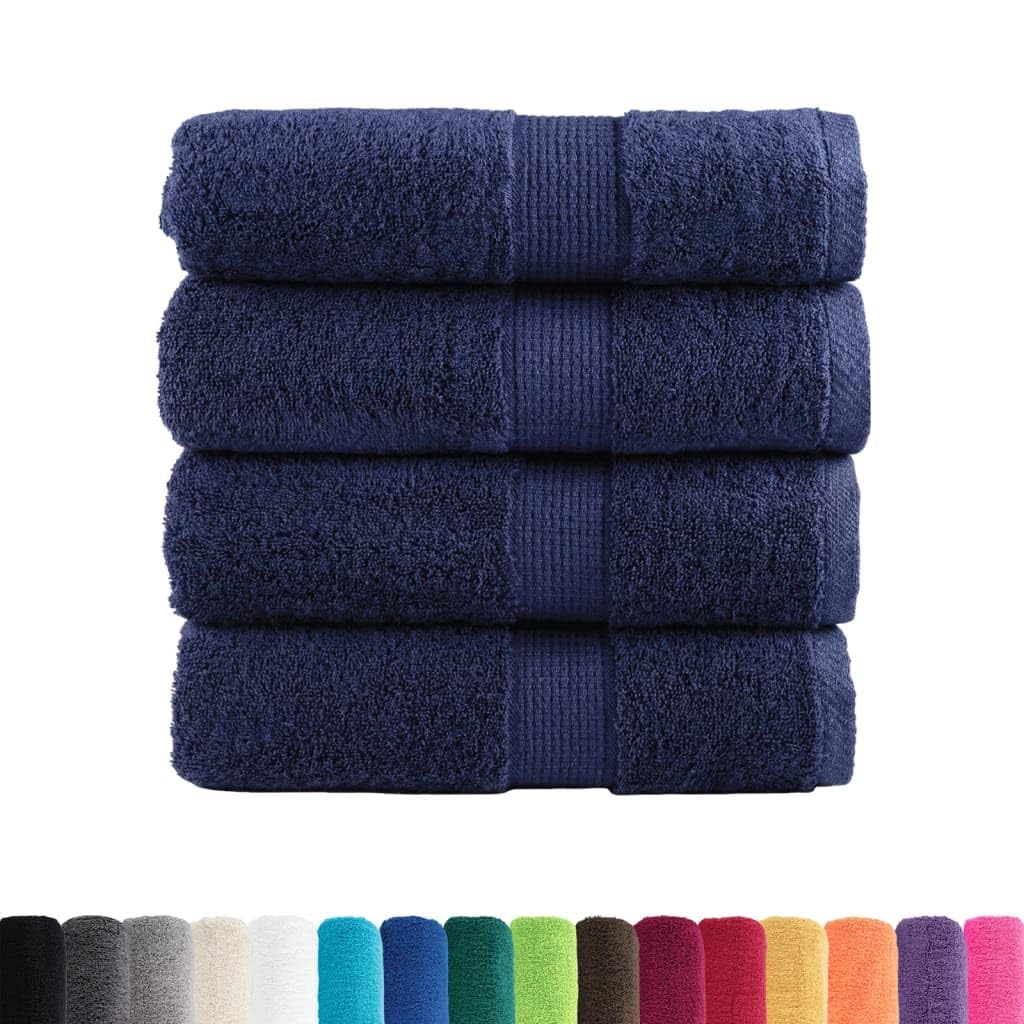 Vidaxl Navy Blue Guest Towels 4Pcs - 30X50cm Cotton, 600Gsm, 100% Ring-Spun Cotton, Oeko-Tex Certified, Hanging Loop, Machine Washable Size 4