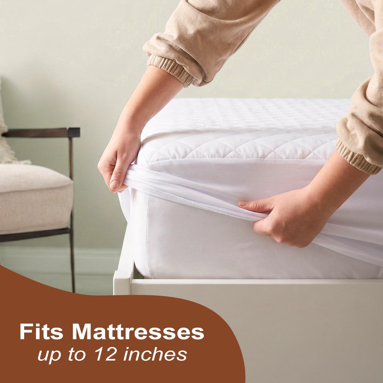2PC Mattress Cover, Waterproof Mattress Cover, Full-Size Ultra-Soft and Breathable, Machine Washable, Suitable for Home, Bedroom, and Hotel Use.(Pink Full)