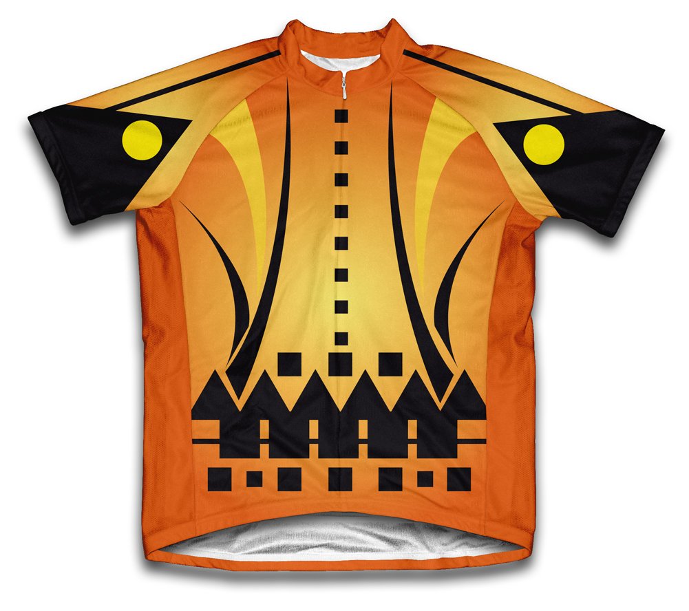 ScudoPro Orange Distorted Short Sleeve Cycling Jersey for Youth - Size XS