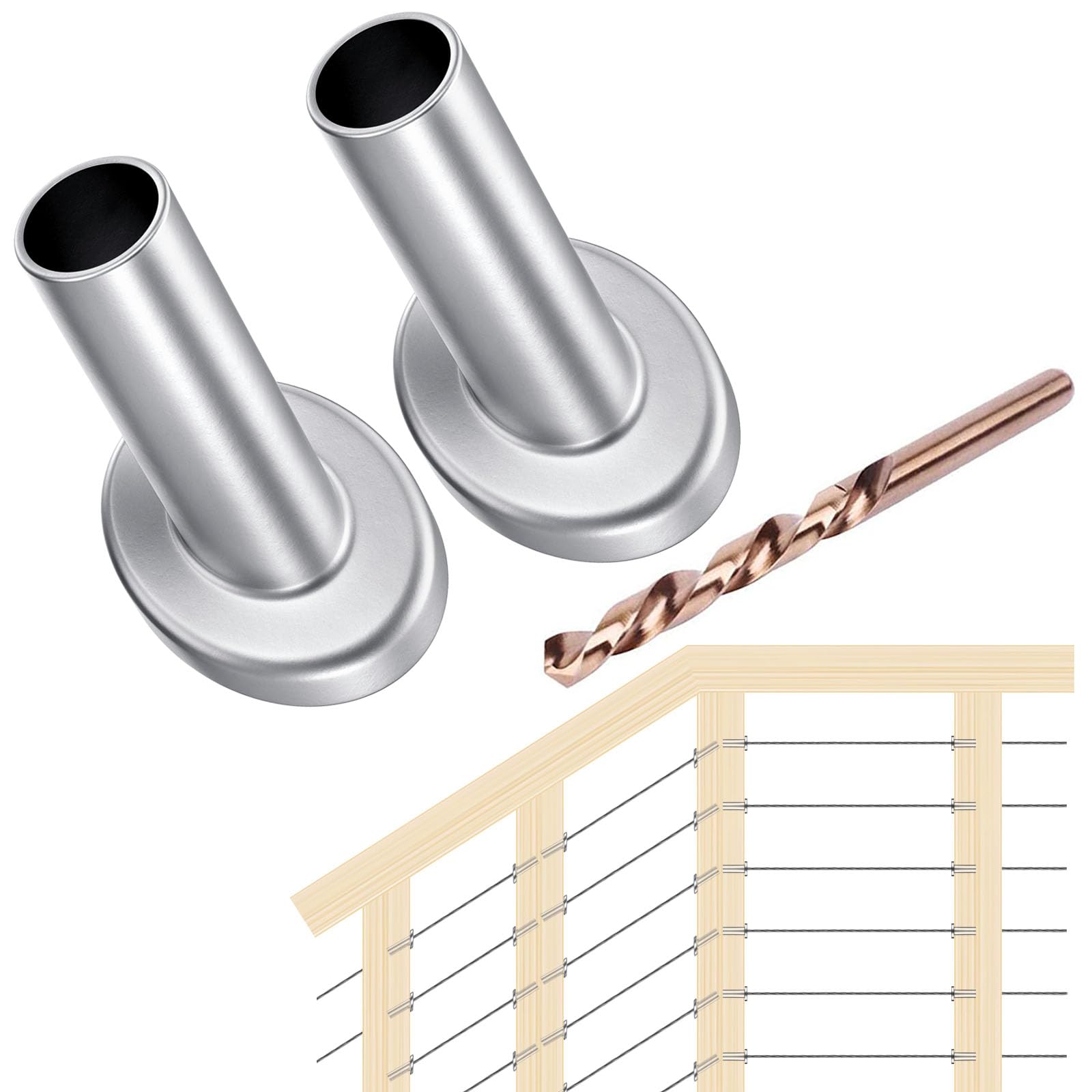 CKE 40-Pack Stainless Steel 30° Angle Sleeves – DIY Cable Railing Protectors