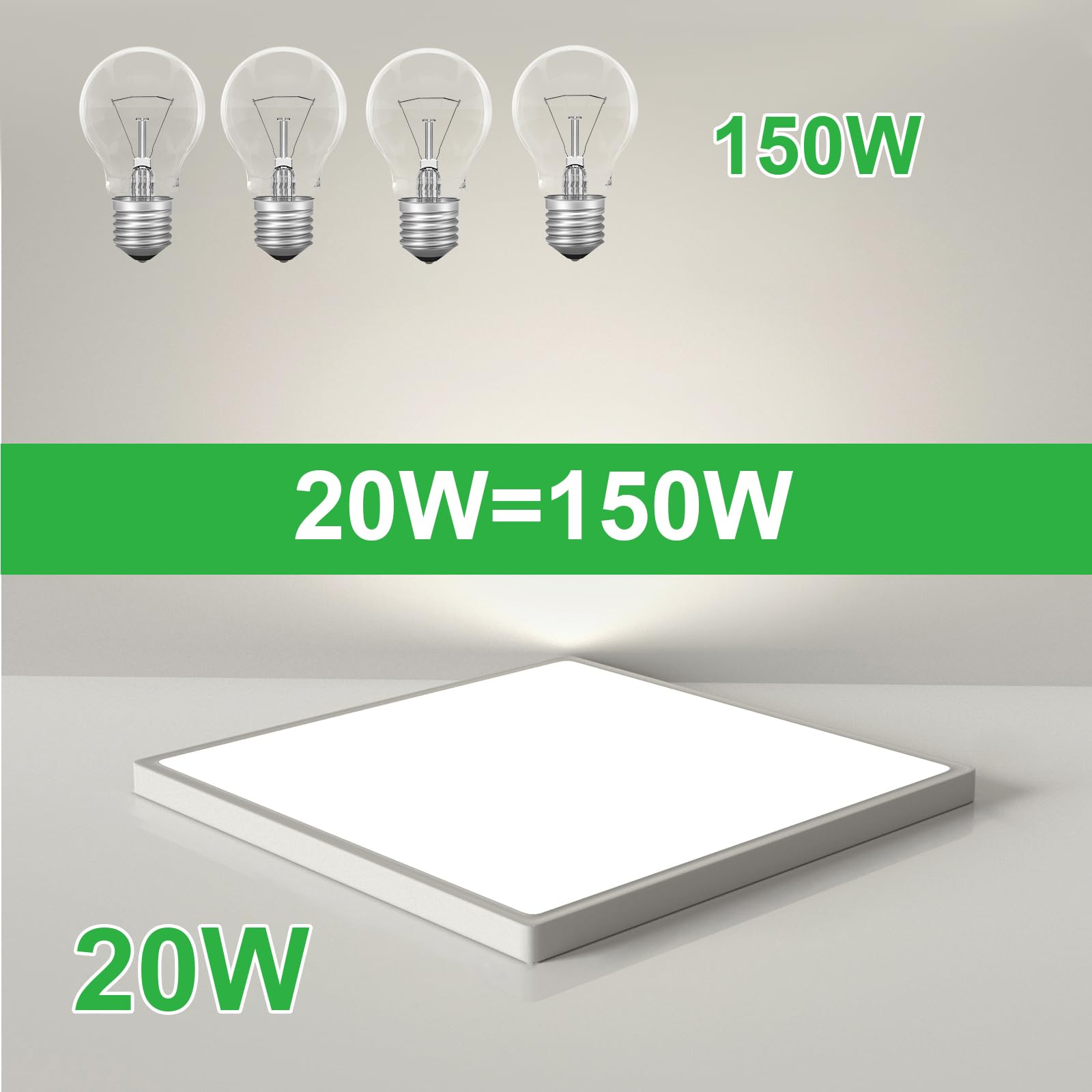 OTREN Plafoniera LED Soffitto Quadrata, 4000K Lampada da Soffitto LED, Moderno Lampadario LED per Bagno, Camera da Letto, Cucina, Soggiorno, Balcone, 23CM
