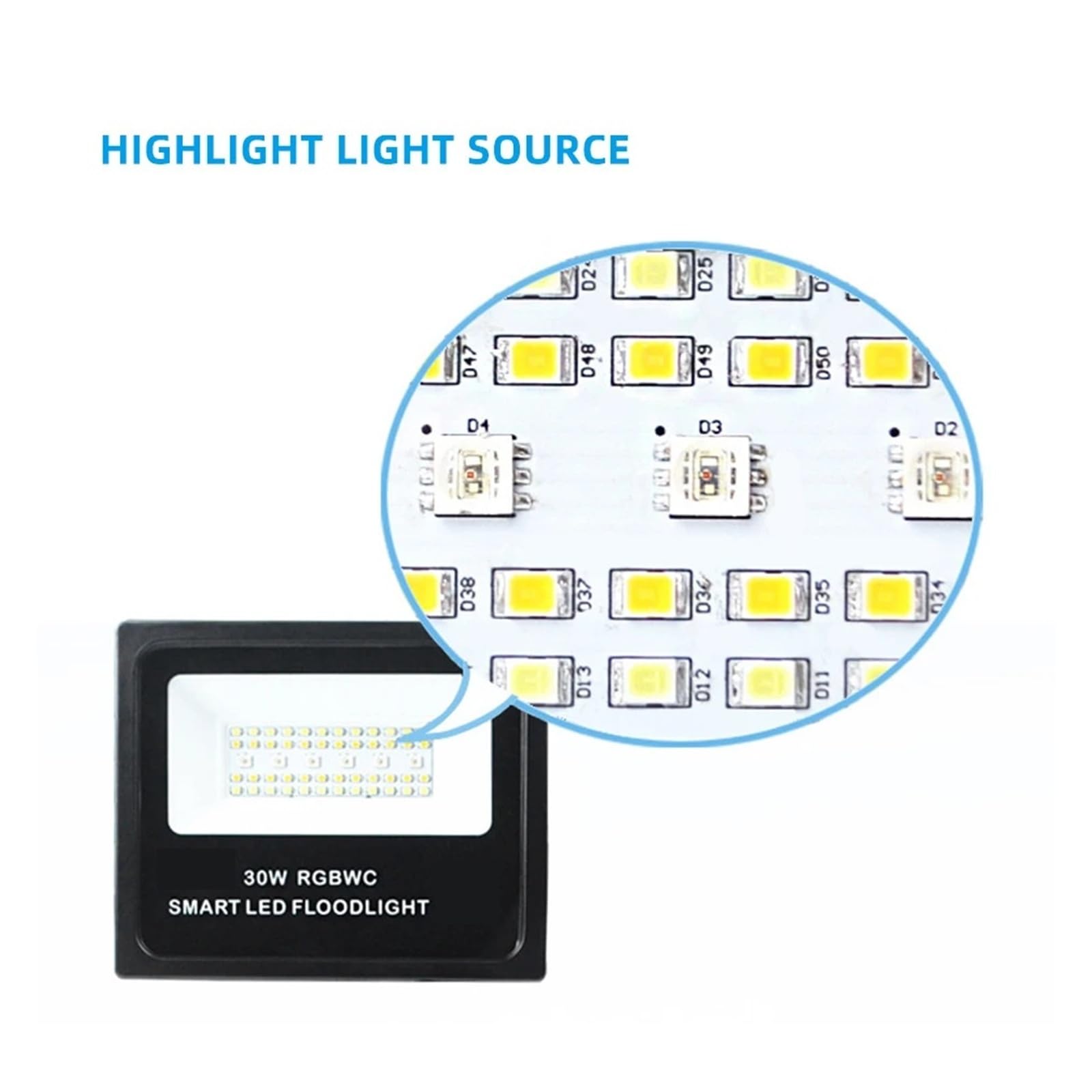 Inteligentne WiFi LED Zewnętrzne oświetlenie krajobrazowe z pilotem, kolor RGBCW IP66 Wodoodporny 30W dla Fieldsa i Courta