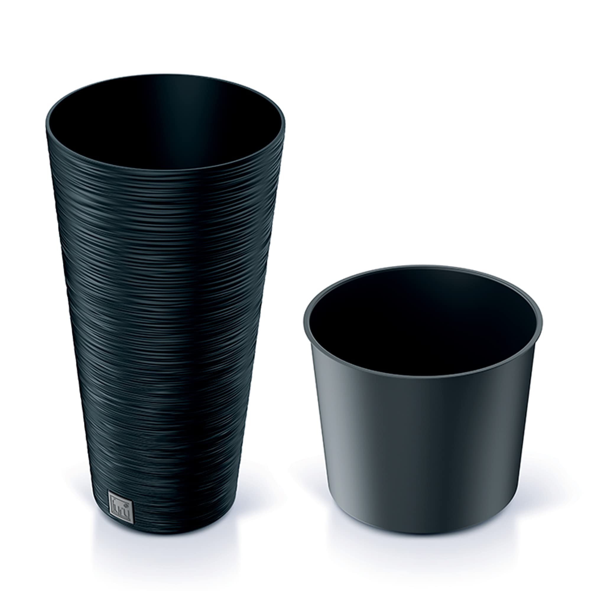 Pot de fleurs rond avec reserve d´eau 15 L anthracite - FURU