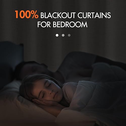 Miniatura 2 de MIULEE Cortinas 100% opacas de 84 pulgadas de largo, juego de 2 paneles para dormitorio, pestaña trasera, sala de estar, oscurecimiento completo,