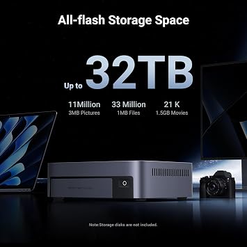 UGREEN NASync DXP480T Plus 4 Bay All-Flash SSD NAS, Intel i5 1235u 10-Core CPU, 8GB DDR5 RAM, 128G SSD, 10GbE Port, Wi-Fi 6, 4 * M.2 NVMe Slots, 8K HDMI, 2 * TBT4, Network Attached Storage (Diskless)