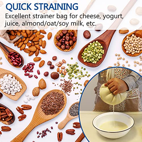 6 Pack 16"X16" Nut Milk Bag For Straining, 100% Unbleached Cotton Cloth, Reusable Cheesecloth, Strainer For Almond/Oat/Soy Milk, Cold Brew Coffee, Filter Bag For Cheese/Yogurt/Juice/Wine/Soup/Herbs #TOP2