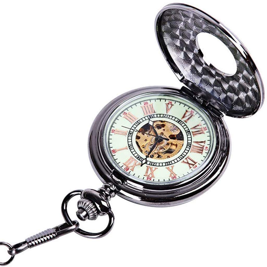 Desconocido Reloj de Bolsillo, patrón de Reloj de Bolsillo Retro Vintage Cuarzo Números Reloj de Bolsillo for Navidad Negro