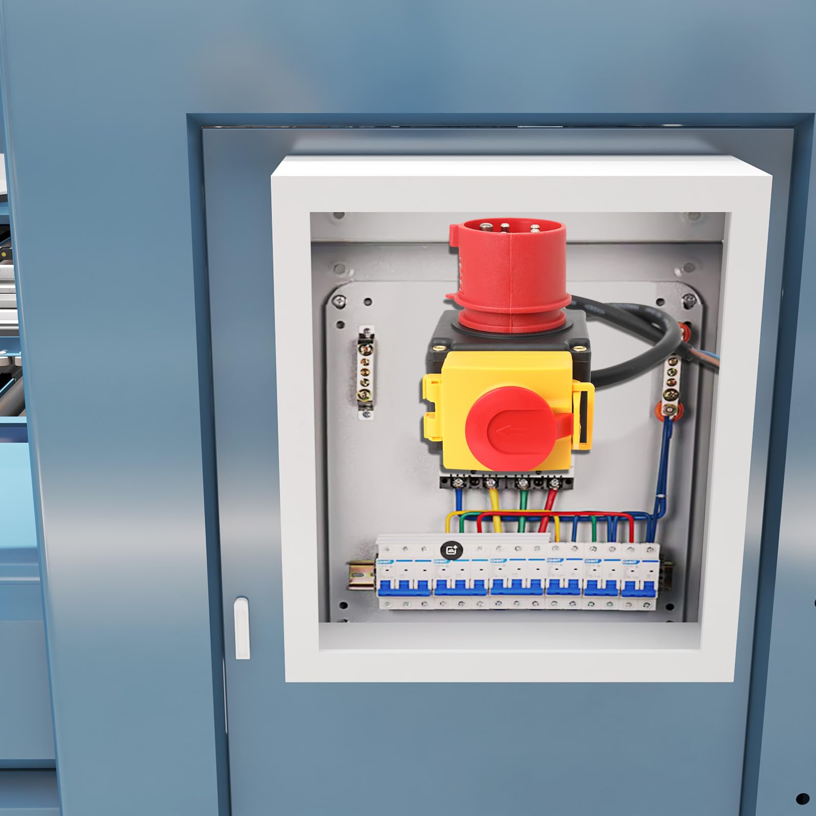 Schalter Stecker mit CEE-Stecker 400V für Holzspalter, Schalter- Stecker Kombination 400V mit Phasenwender