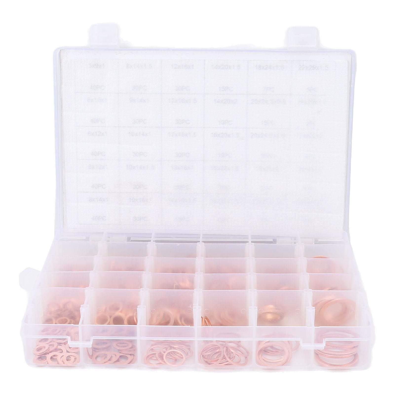 CHICIRIS Kit Surtido de Arandelas de Latón de 568 Piezas, IMPA813080 Métrico M5 M6 M8 M10 M12 M14 Sello de Junta de Tapón de Drenaje de Aceite, con Caja Transparente para Barco Coche