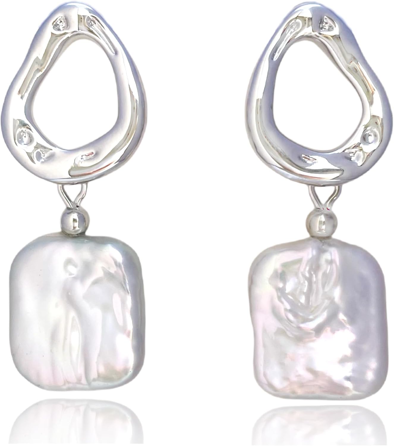 Baroque Pearl Earrings for Women - 14K Gold Plated Lightweight Cultured Freshwater Drop Dangles for Beach Weddings Birthday Gift, Daily Elegance & Sensitive Ears