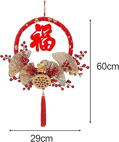 Miniatura 4 de YWJLQH Corona de año nuevo chino, corona de año lunar 2024, corona de puerta delantera, corona de flores artificiales para festival de celebración,