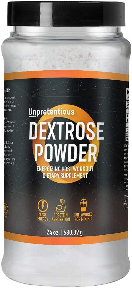 Fsdfgc Dextrose Sports Nutrition (24 oz.) by Unpretentious Nutrition, Tub w/Scoop, No Artificial Flavors or Sweeteners, Easily Digestible, Helps Body Absorb Protein, Gluten Free, Vegan