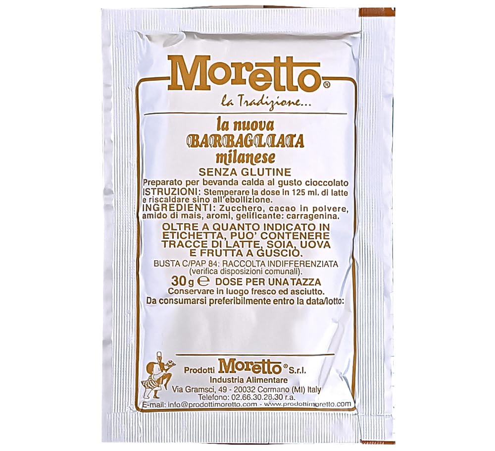 MORETTO Barbagliata - preparato in polvere per cioccolata calda in tazza - gusto CIOCCOLATO - 1 scatola con 50 bustine