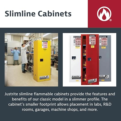 Miniatura 6 de Sure-grip EX Slimline clóset de seguridad inflamables, Cap. 22litros, 3estantes, 3.3footC puerta, Amarillo, 1