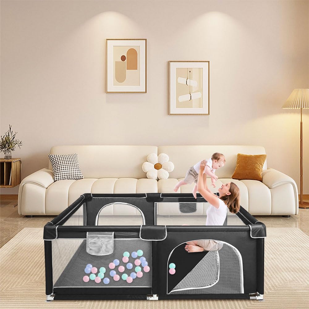 Box modulare 120 cm x 160 cm x 66 cm, pieghevole, tessuto Oxford con custodia, sicuro e comodo, attività genitore-figlio (grigio scuro)