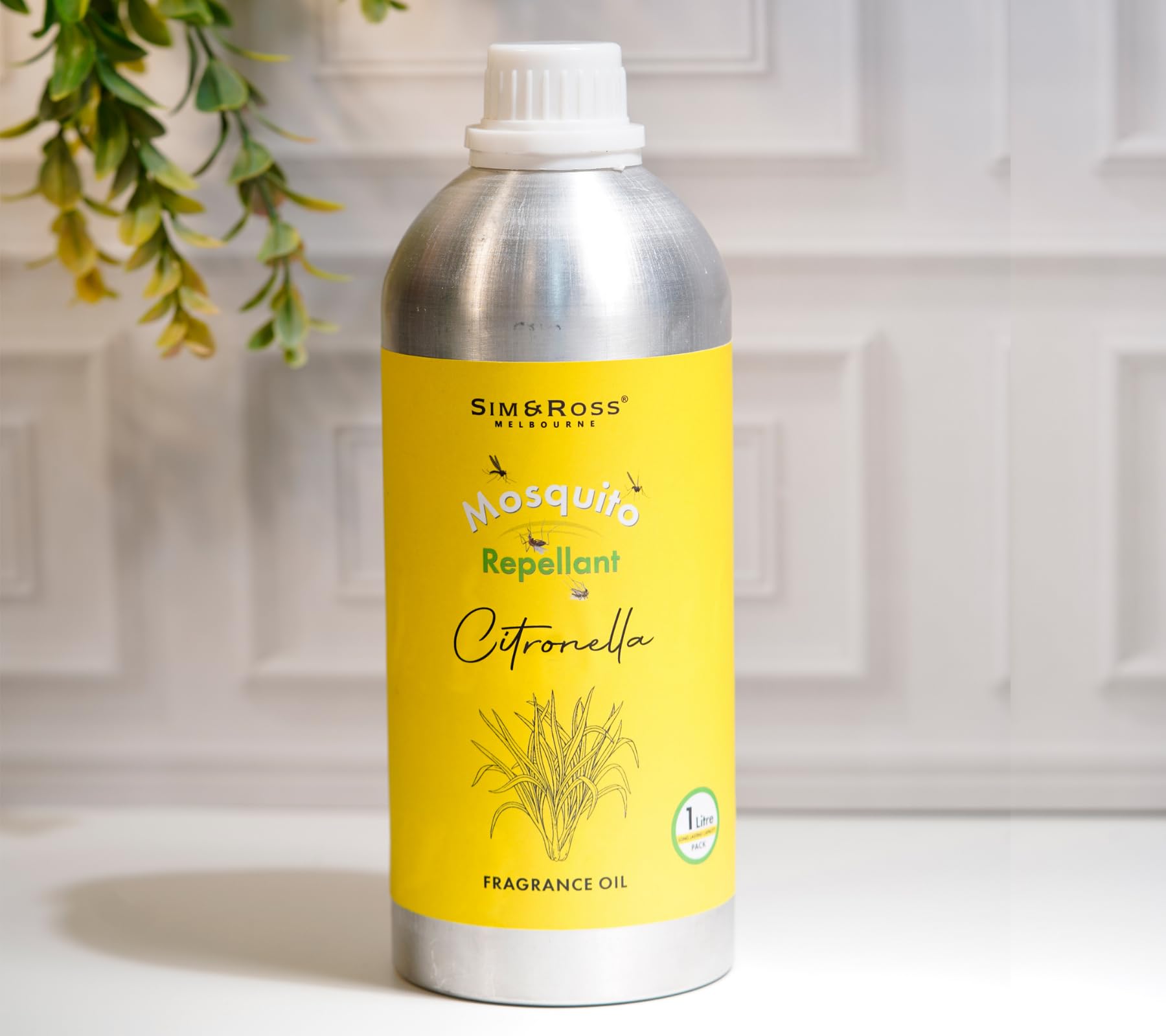 Sim & Ross | Sim & Ross Citronella Essential Oil 1L – Undiluted, Ultra-Concentrated Oil for Mosquito Repellent & Aromatherapy (Pack of 1)