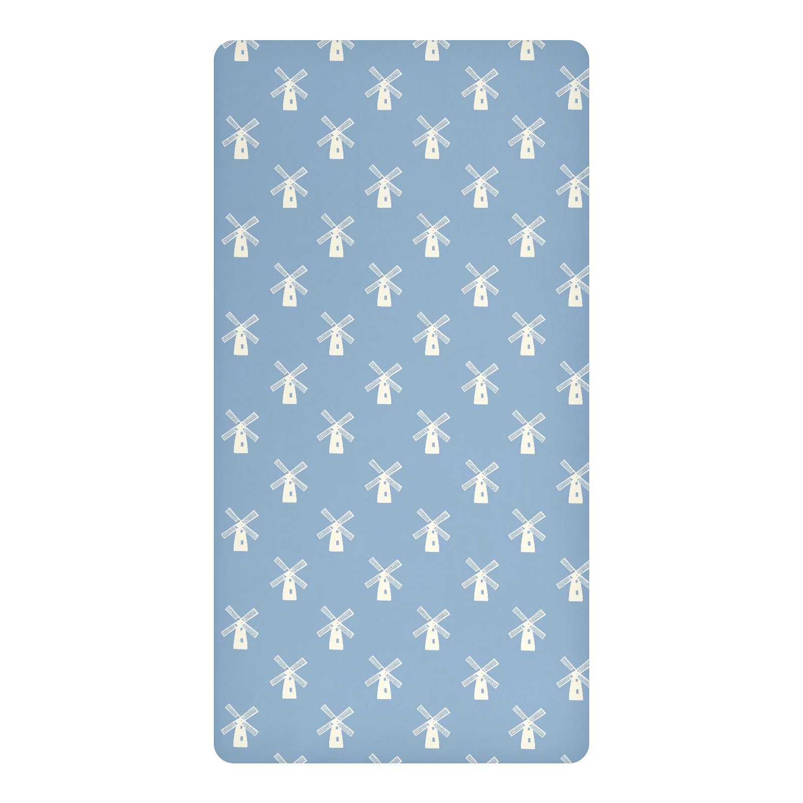 Parure de lit imperméable berceau Essentials Windmill bleu et blanc pour bébé 132x71cm