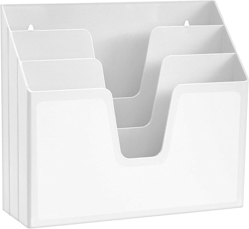 Clasificador organizador de carpetas de archivos triple horizontal Acrimet, tamaño carta, blanco | 3 compartimentos para separar y organizar documentos, carpetas y papeles