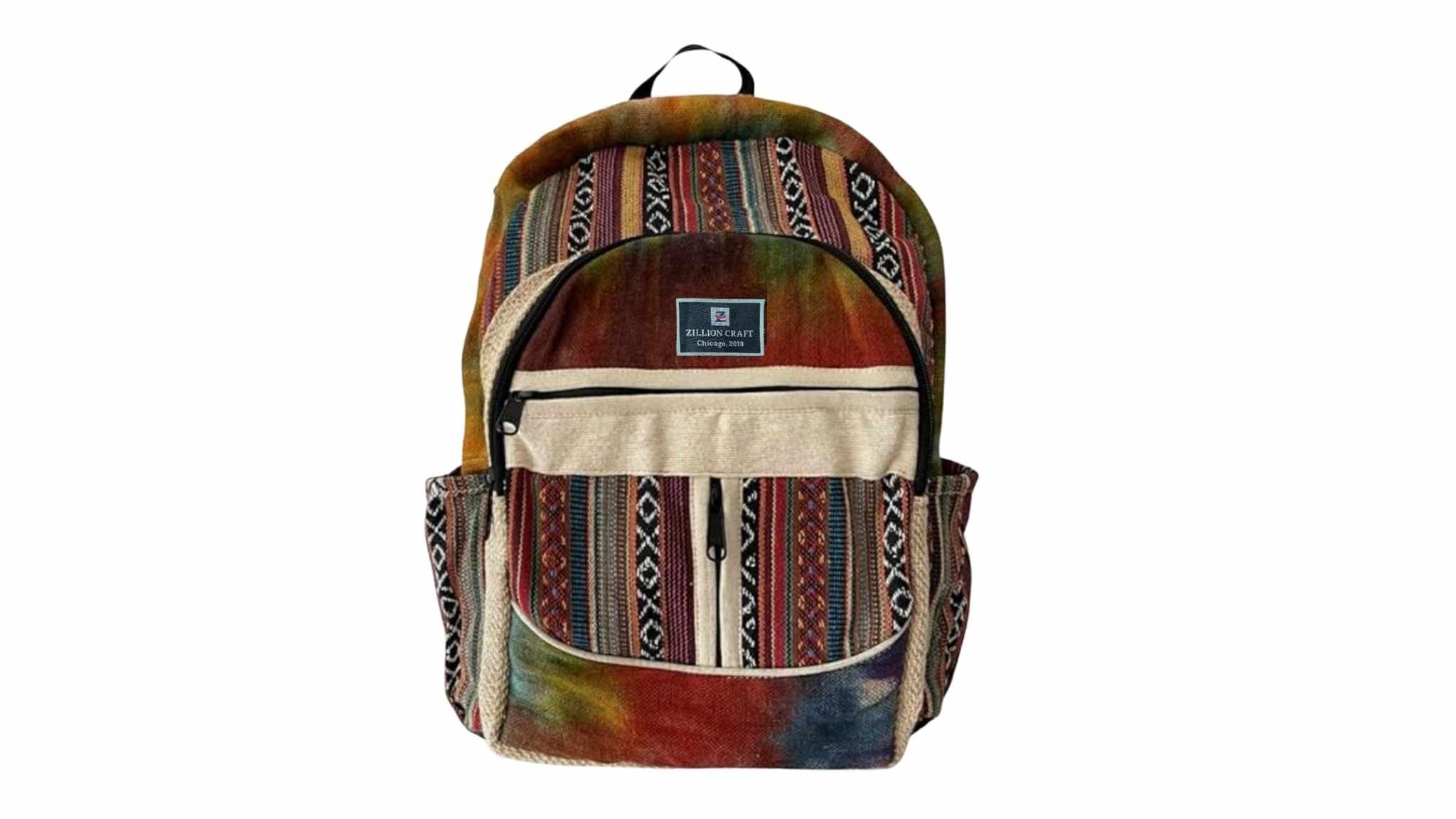 Z ZILLION CRAFT Large size multi pocket breathable back pack | Hand made Eco friendly Hemp from Himalaya | Strong backpack with Unbreakable YKK Zipper