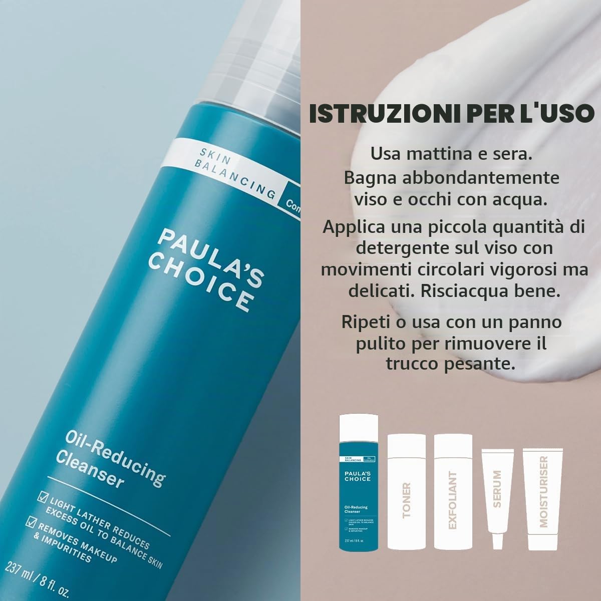 Paula's Choice Detergente Viso Schiumogeno, Pelle Grassa, 473 ml | Detersione Equilibrata - Rimuove il Trucco e il Sebo in Eccesso - Combatte Imperfezioni, Punti Neri o Pori Dilatati