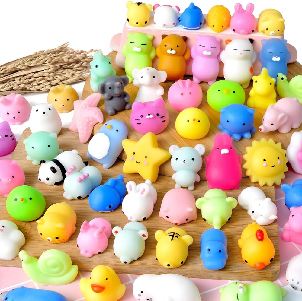 UMIKU 45PCS Mochi Squishy Toys Mini Squishy Kawaii Animal Squishies Gifts for Boys Girls Party Favors for Kids Cat Unicon Squishy Stress Relief Toys for Adult Random