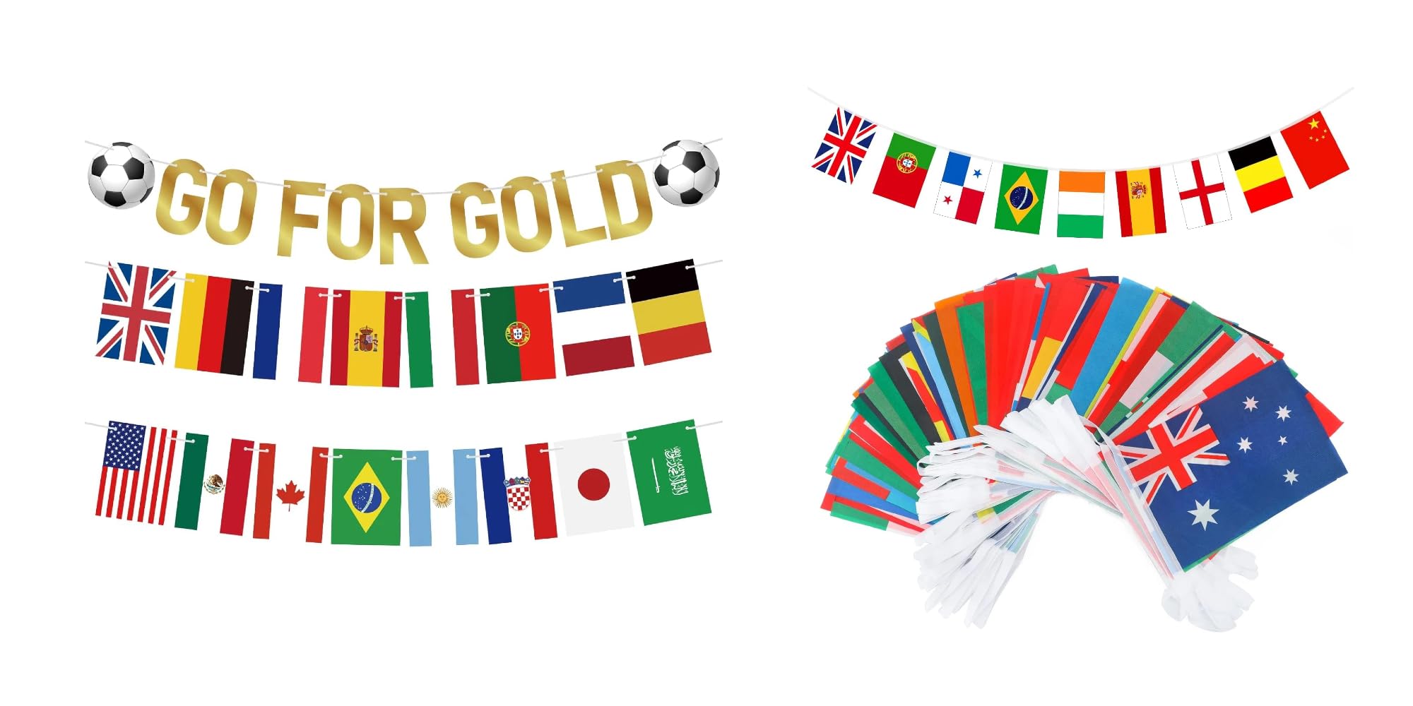Coupe du Football Guirlande et 100 Drapeaux du Monde G2PLUS pour Décoration de Bar