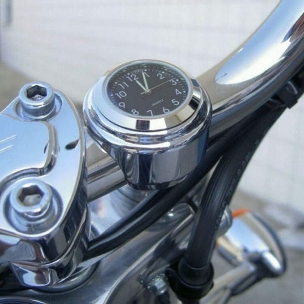 MASO 2pcs 7/8 Inch Motorcycle Handlebar Clock and Thermometer Universal Waterproof Motorcycle Handlebar Clock (Black)