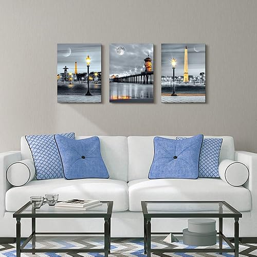 Miniatura 9 de MHARTK66 Decoración de pared para dormitorio familiar, arte de pared para sala de estar, decoración de pared moderna para baño, vistas nocturnas,