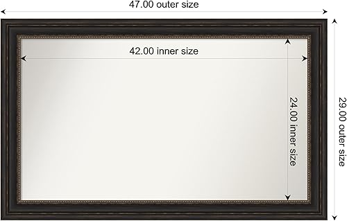 Miniatura 3 de Amanti Art Espejo de baño de bronce para sobre el fregadero, 29 x 47 pulgadas, espejo rectangular de bronce decorativo de gran tamaño, marco de