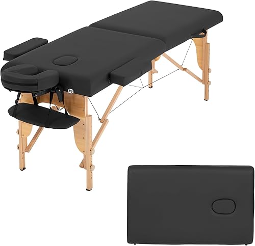 FDW Cama de masaje portátil de 24 pulgadas de ancho, cama de pestañas 2 mesas plegables de altura ajustable plegable con bolsa no tejida para spa,