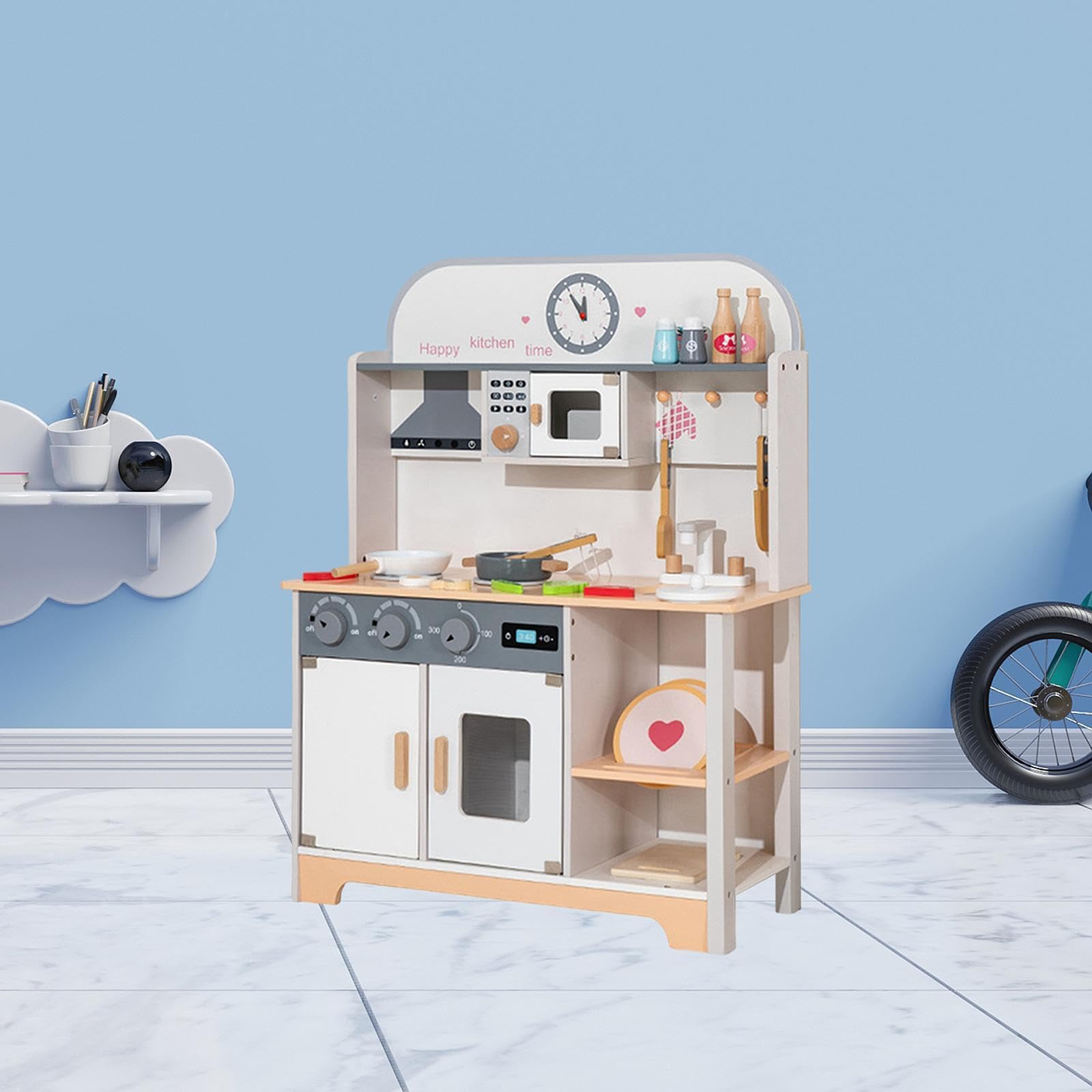 Oshhni Juego de Cocina para niños y niñas, Juego de Juguetes y gabinete,