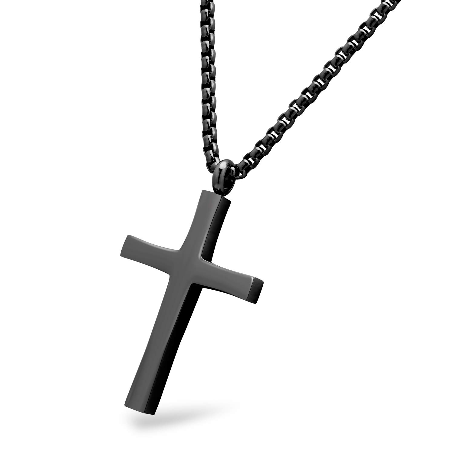 Stainless Steel Cross Adjustable Rolo Chain Pendant Necklace 16-28'' Inches