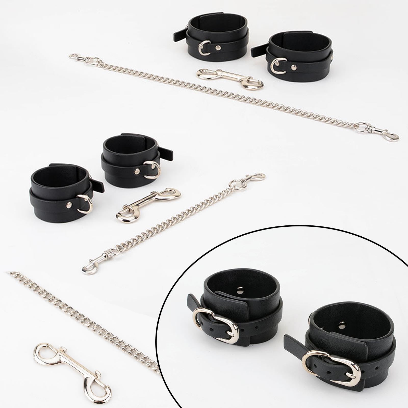 Bondaged Adult Kit Female Bondageset Fessel Set Profi Leder Für Frauen Extrem Bettfesseln Sex Bett Fesselset Frau Paare Schwarz Anfänger Bdsms Fesseln Bdsm Bondage Bondage-sets,Black
