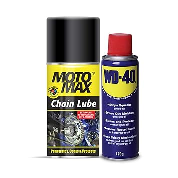 Motomax Bike Maintenance Mini Kit - Chain Lube Spray 200 ml, WD40 Spray 170 g, Clean Bike