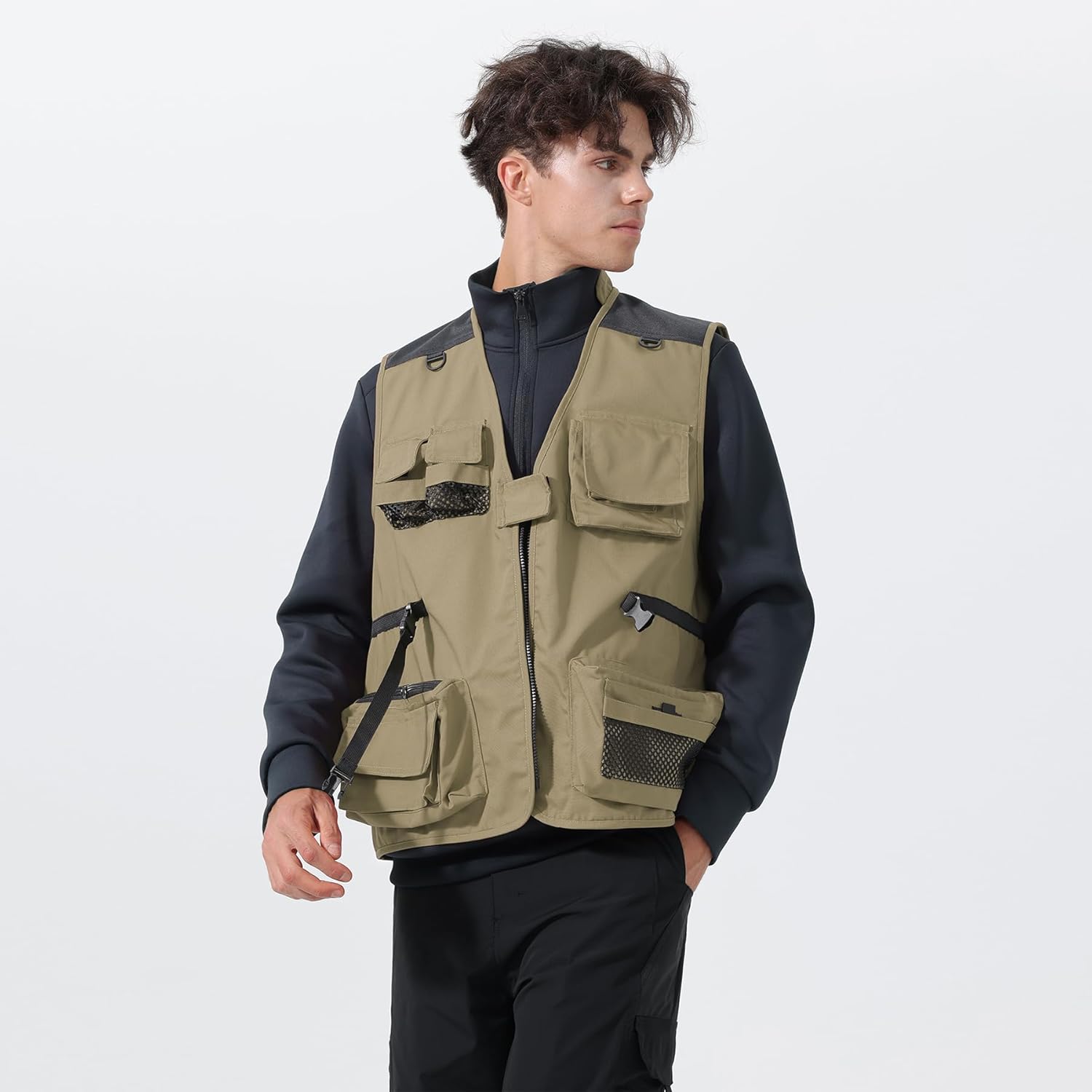 Men's Lightweight Fishing Vest Work Travel Cargo Vest Safari Multi Pockets for Casual Outdoor Jacket