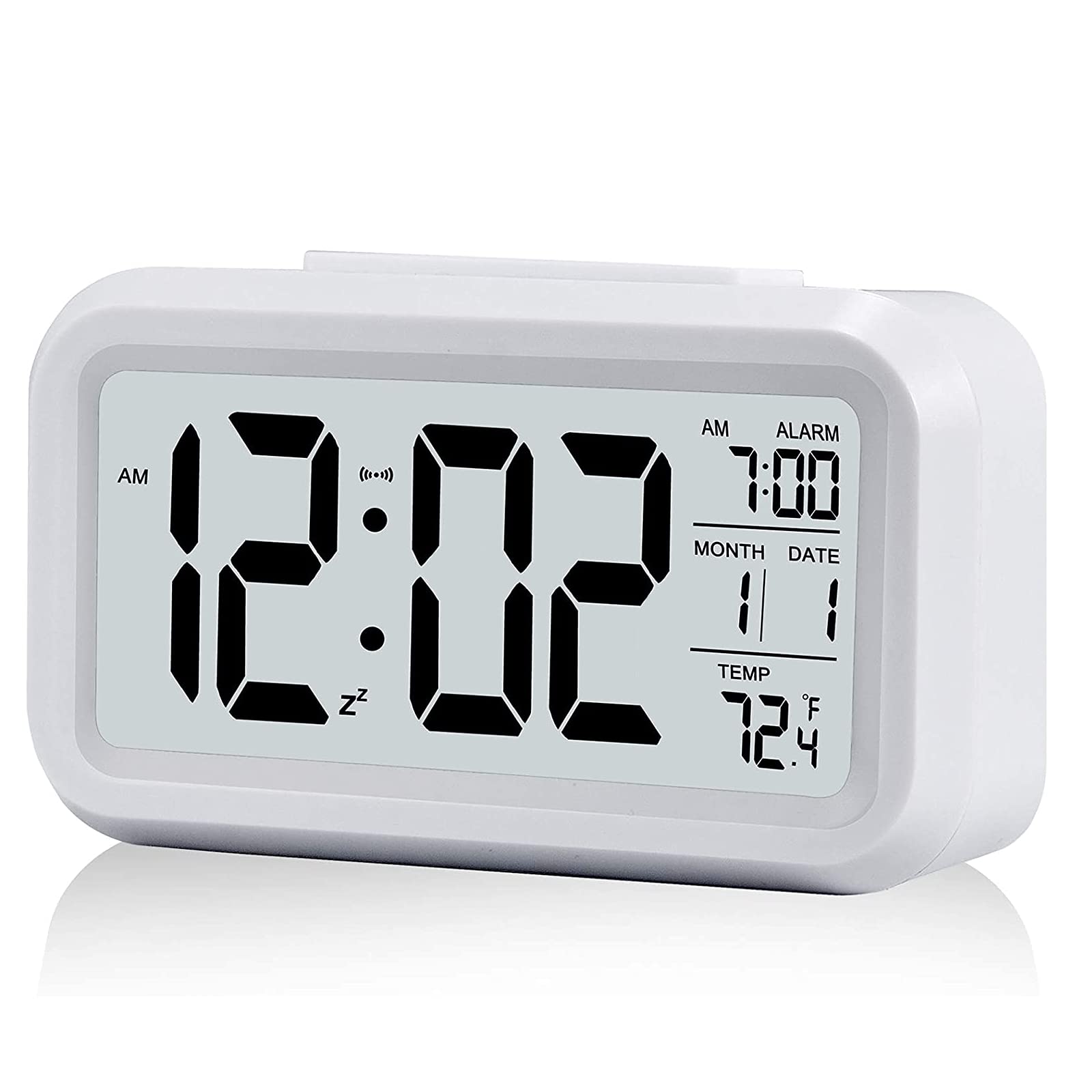 Extraible Digital Alarm Clock Bedside, LED Display Digital Clocks with Temperature Big LCD Digit Display, Battery Alarm Clock with Snooze, 12/24Hr for Bedroom Travel Office