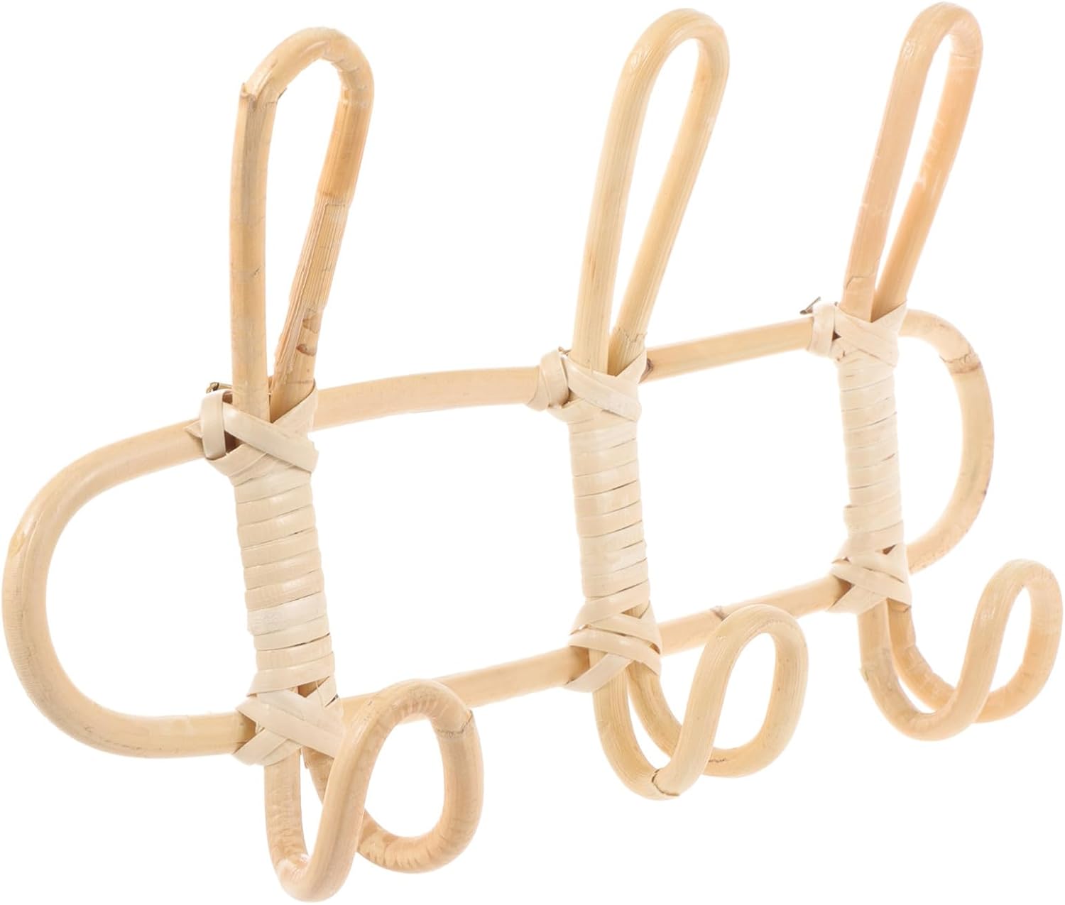 2pcs Boho Rattan Wall Hooks Over Door Hook Bathroom Towel Holder Handmade Storage -Mounted Organizer