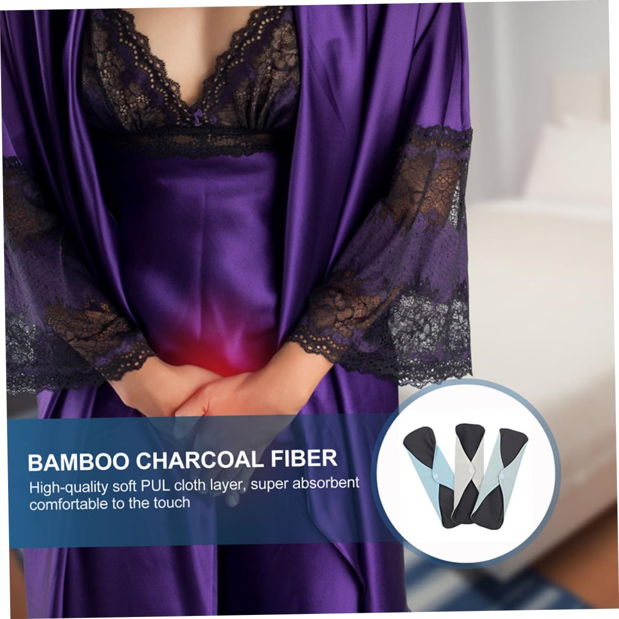 Gogogmee 4pcs Mesh Cloth Sanitary Napkin Circumcision Panty Cloth Period Pads Reusable Panty Liners Charcoal Menstrual Pads Organic Feminine Pads Charcoal Reusable Pads Feminine Napkin Pul