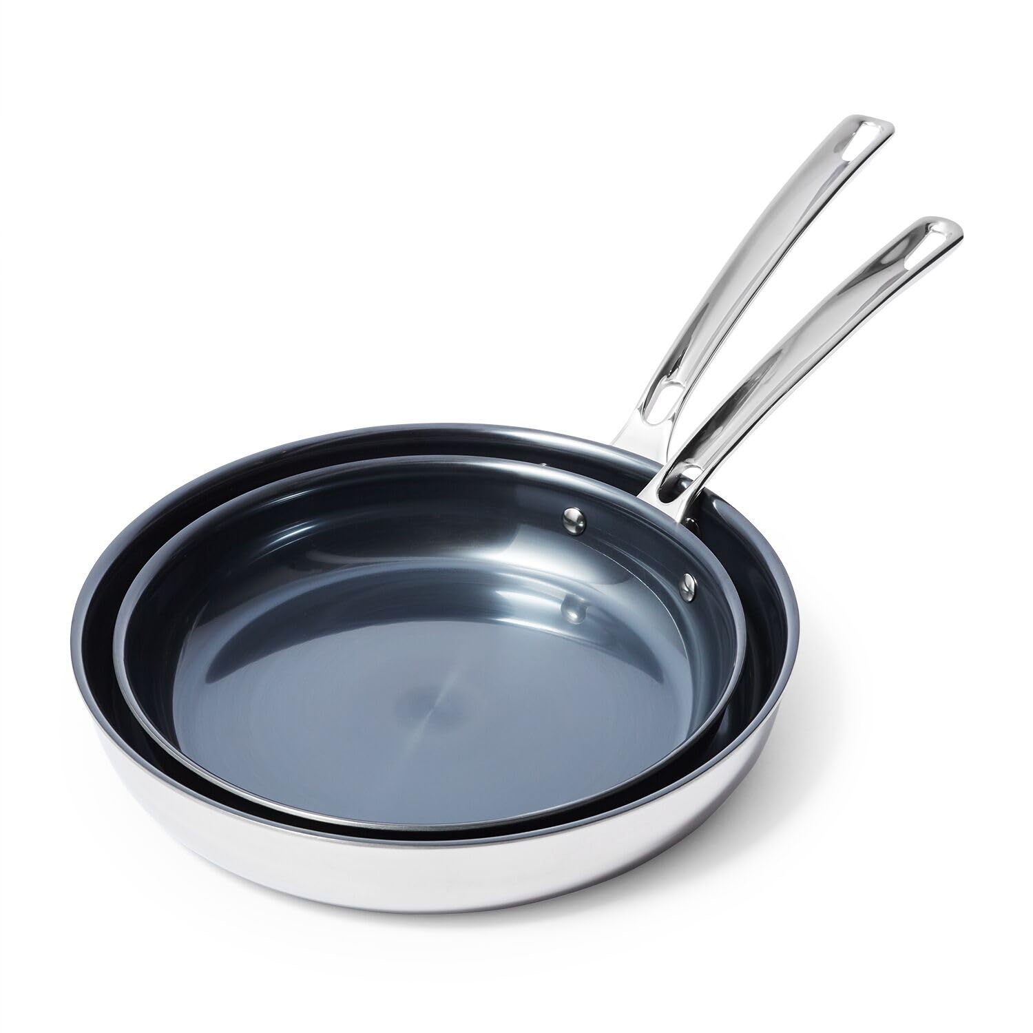 Viking 4-Ply Frying Pans 2-Piece Laser Clad Titanium Performance Ti 9 5 and 11 Inch Blue SIlver