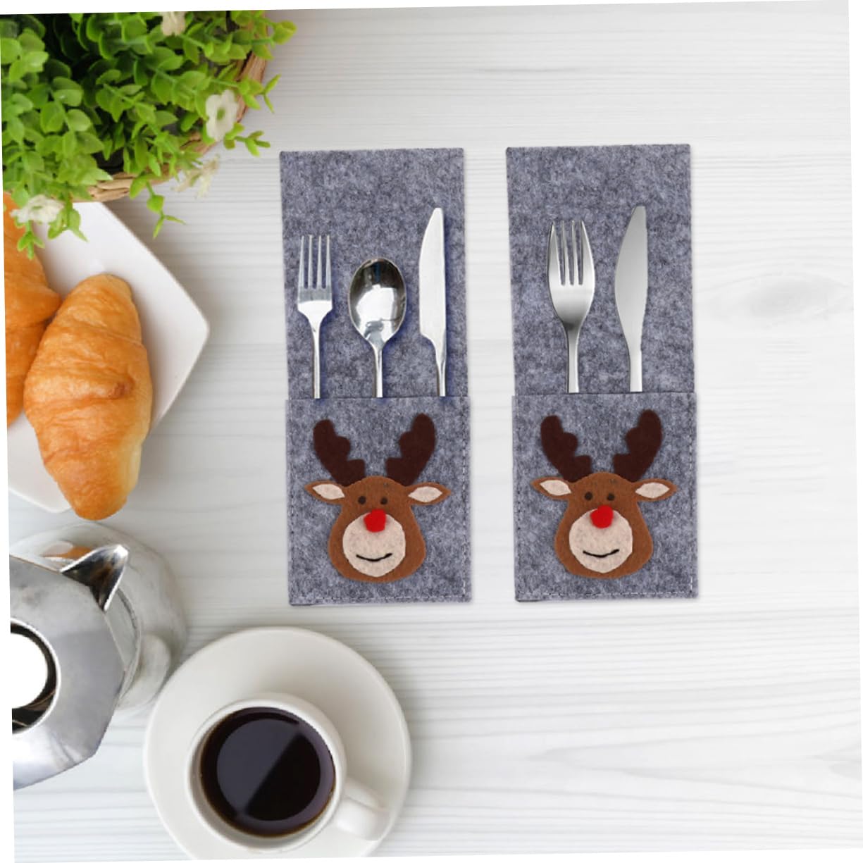 PRETYZOOM 4 Set Eleganti Portaposate Natalizie Decorazioni Da Tavola Per La Festa Di Natale Portautensili 8 Pezzi * 4