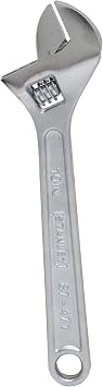STANLEY 10 in. Adjustable Wrench, Chrome, SAE & Metric Scale 87-471
