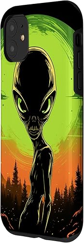 Vista 8 de iPhone 14 Pro Cute Green Alien Head UFO Space Face Alien Case