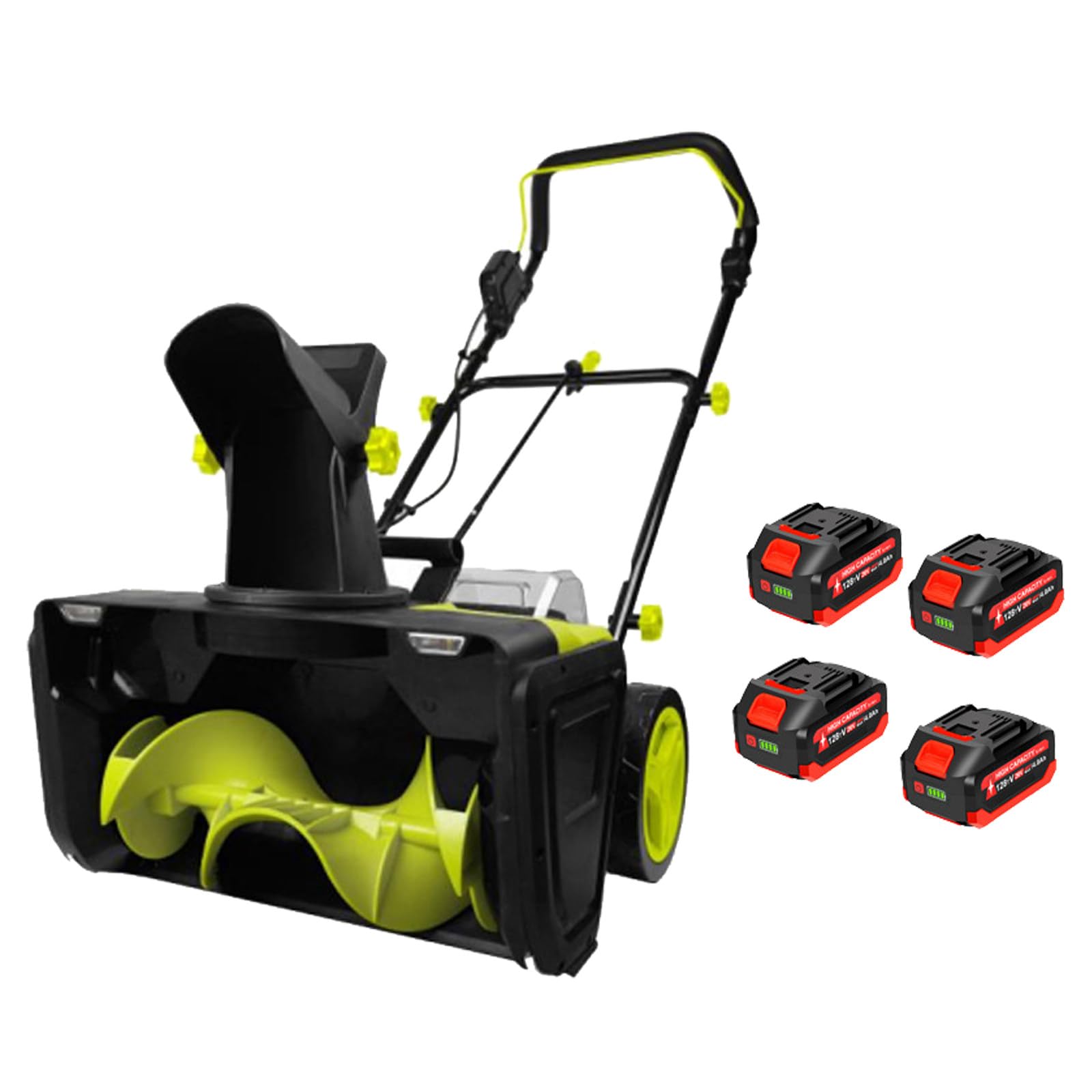 Quitanieves Eléctrico a Batería Con Batería Y Cargador, Ancho De Trabajo De 50 Cm, Altura De Nieve De 25 Cm, Distancia De Lanzamiento De 8 M, Tolva De Descarga Ajustable a 180°, Quitanieves 4batteries