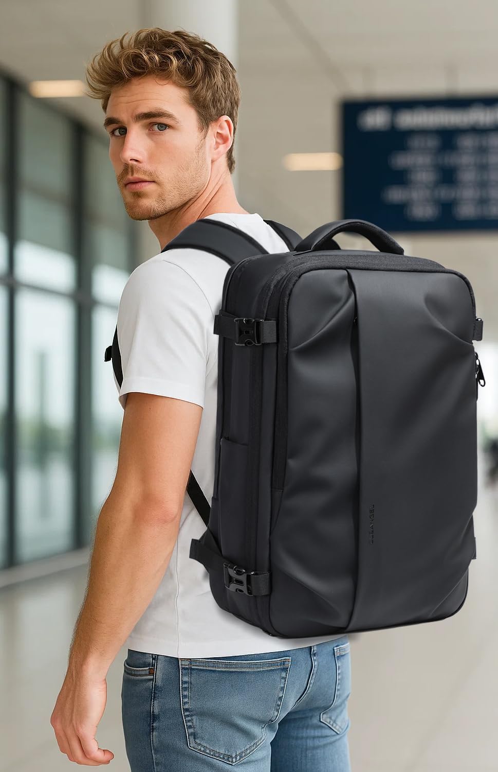 Cusangel vacuum backpack travel with pump compression,18in vac travel 45L expandable 60L capacity laptop,multiple pockets Flight Carry-On XL (Casual Vac-backpack) - Image 2