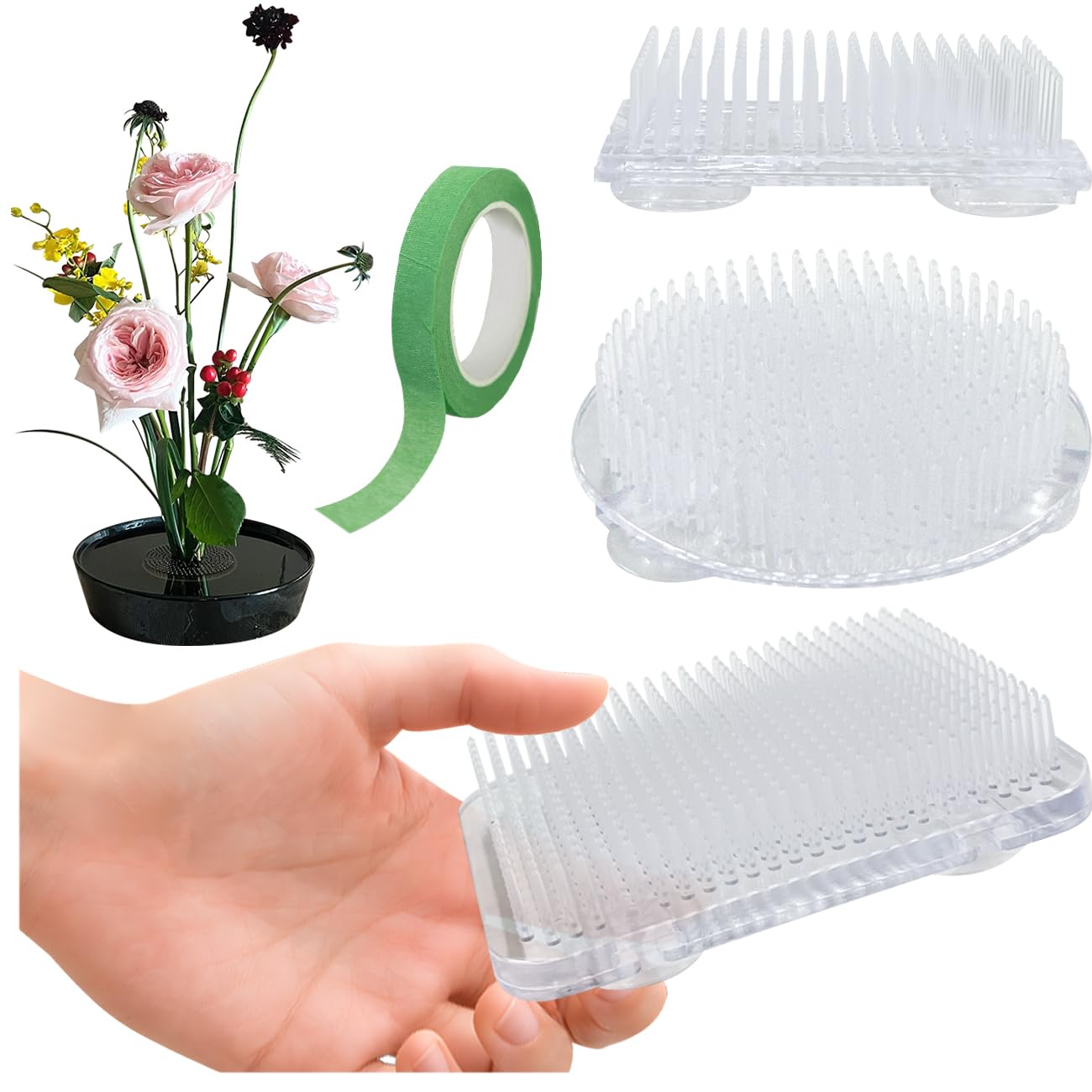 Support à épingles pour bouquet de fleurs avec ventouse anti basculement pour composition stable