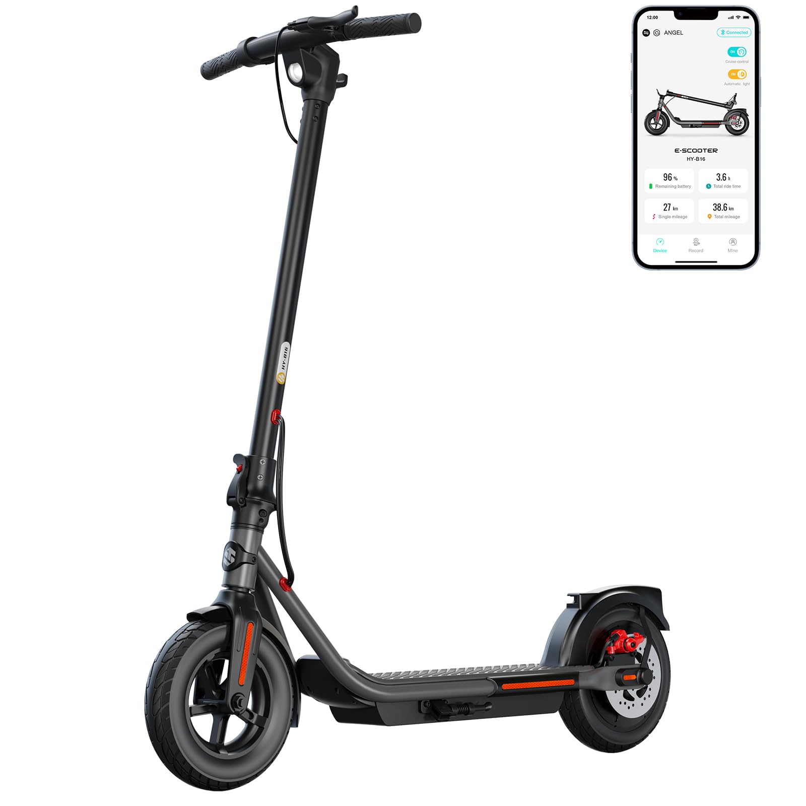 SISIGAD Patinete Eléctrico Adulto 10 Pulgadas Plegable Scooter Eléctrico con App, Patinete Eléctrica 350W Motor 36V 7.8AH Batería 25 km/h Velocidad Maxima, Electric Scooter con Doble Freno