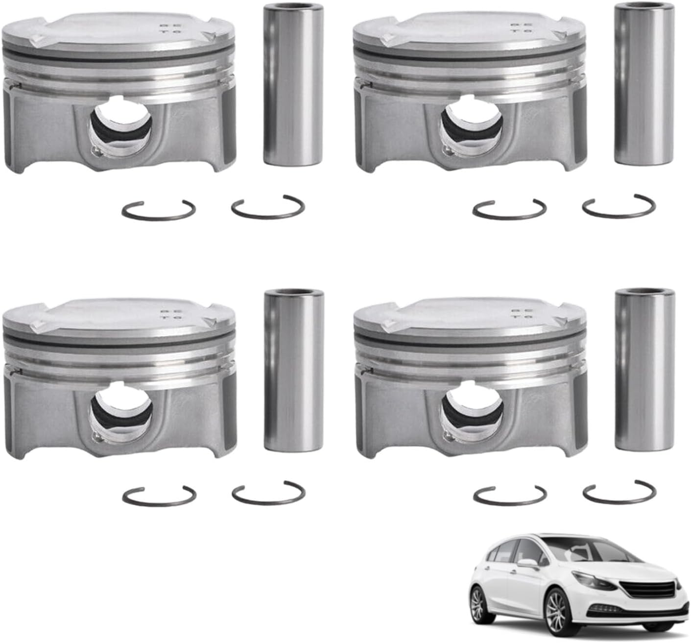 4pcs 234102G400 G4KH Engine Pistons & Rings Fits for Hyundai 2011-2013 Sonata Kia Optima 2.0L TURBO 2011-2013 Replace# 23410-2G400
