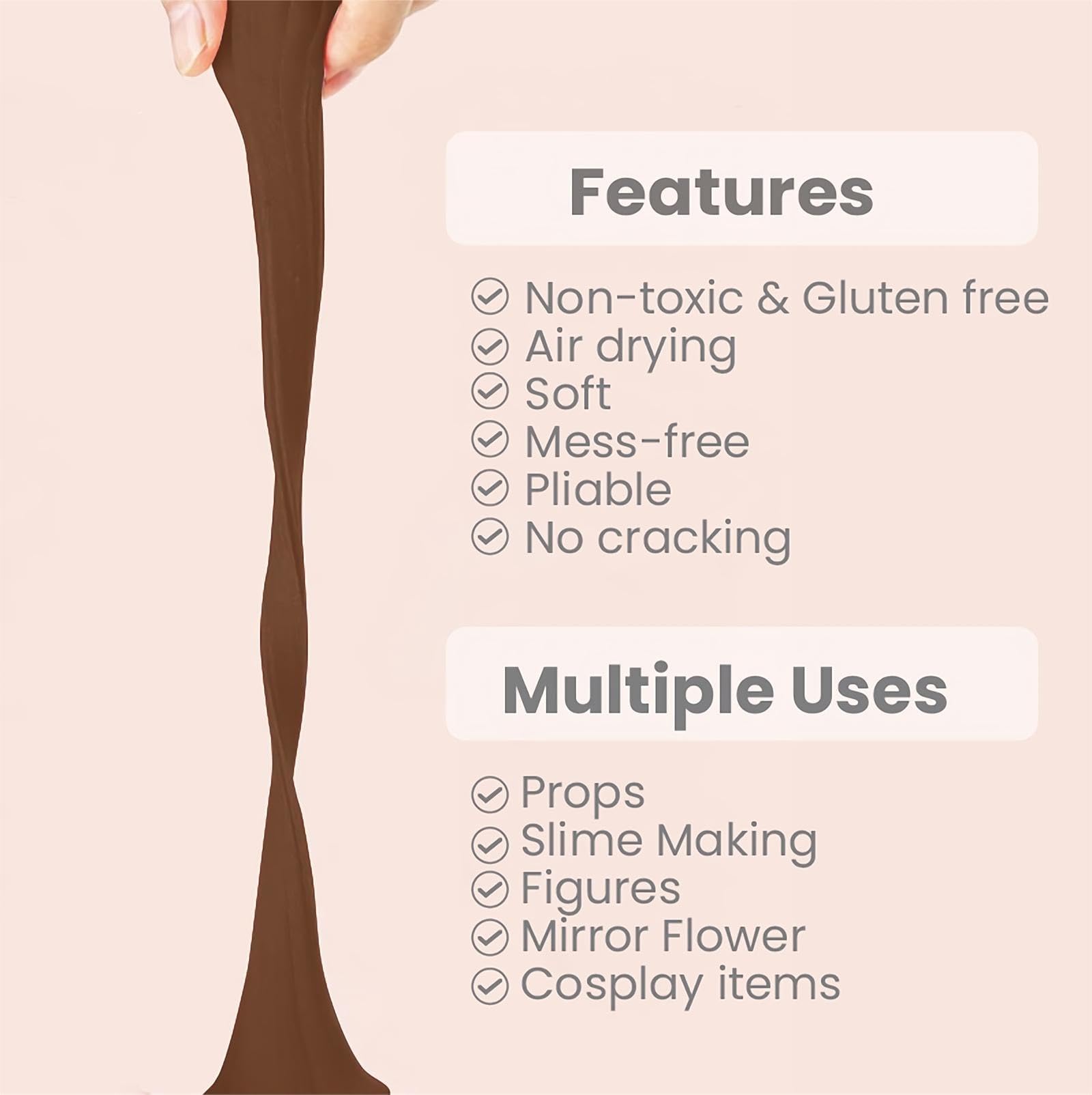 BOHS Brown Modeling Foam Clay - Squishy,Soft, Air Dry -for School Project,Cosplay,Fake Bake, Slime Supplies-1.1 Lbs/ 500 Grams